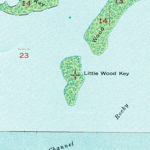 Topographic Map of Little Wood Key, FL