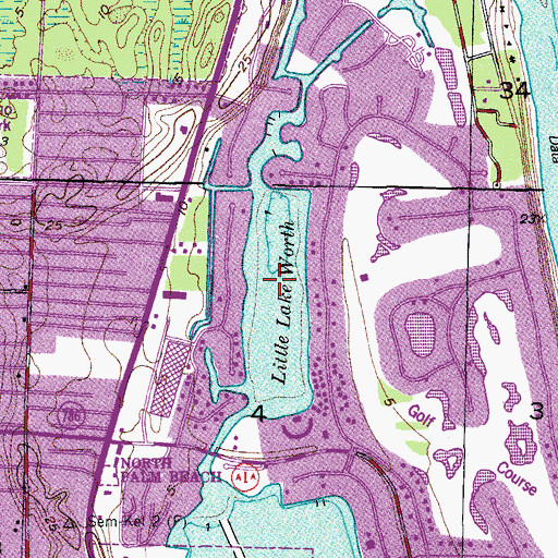 Topographic Map of Lake Little Worth, FL