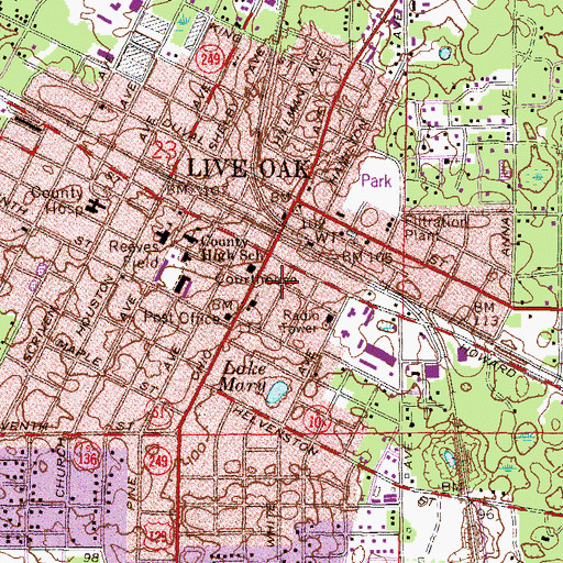 Topographic Map of Live Oak, FL