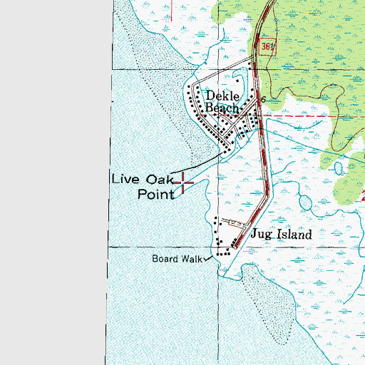 Topographic Map of Live Oak Point, FL