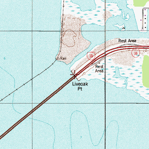 Topographic Map of Liveoak Point, FL