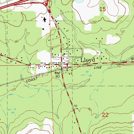 Topographic Map of Lloyd, FL