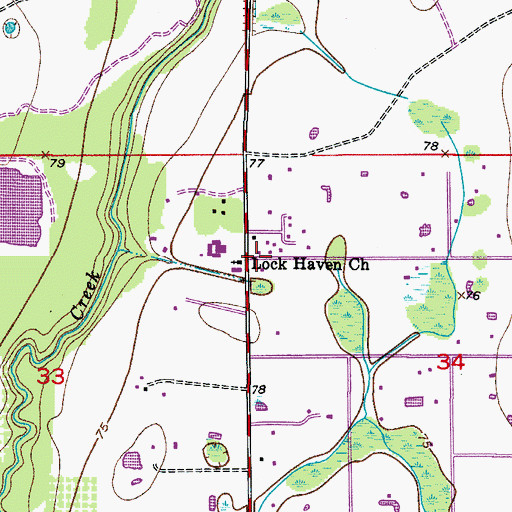 Topographic Map of Lock Haven Church, FL