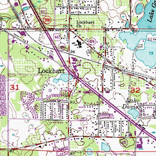 Topographic Map of Lockhart, FL