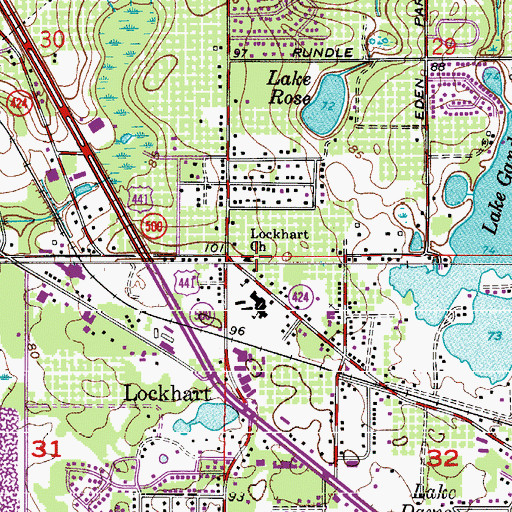 Topographic Map of Lockhart Church, FL