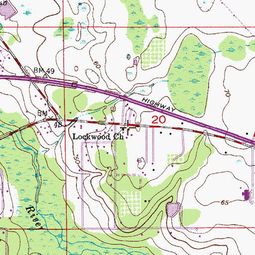 Topographic Map of Lockwood Church, FL