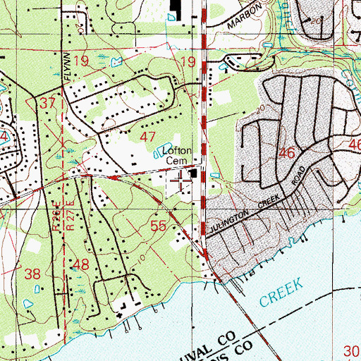 Topographic Map of Lofton Cemetery, FL