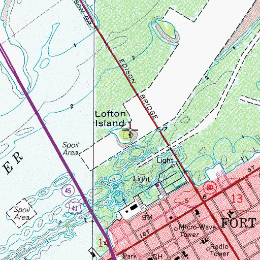 Topographic Map of Lofton Island, FL