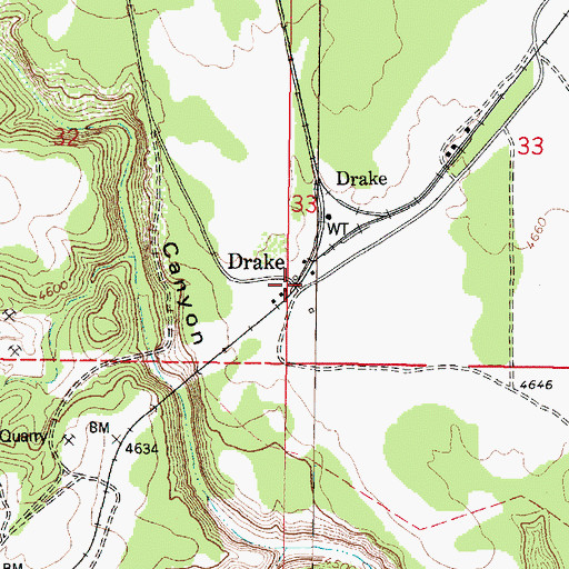 Topographic Map of Drake, AZ