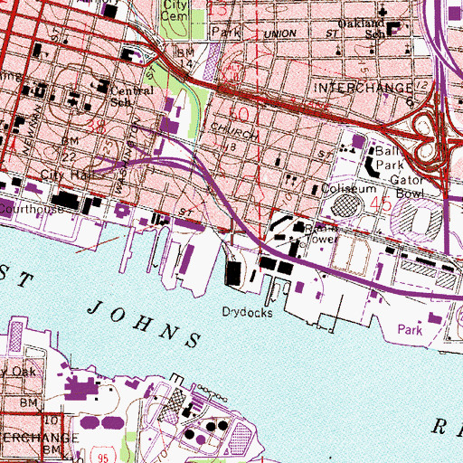 Topographic Map of Hogan Creek, FL