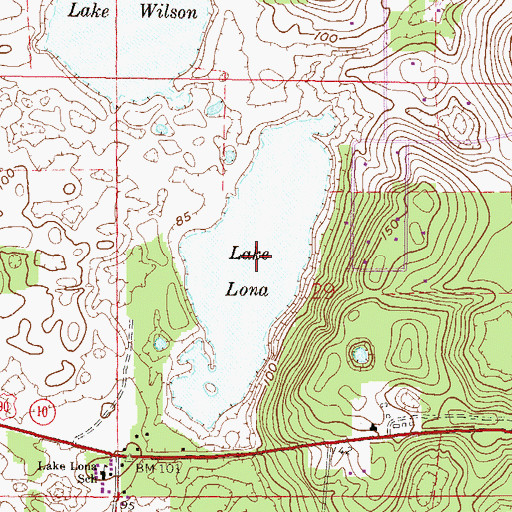 Topographic Map of Lake Lona, FL