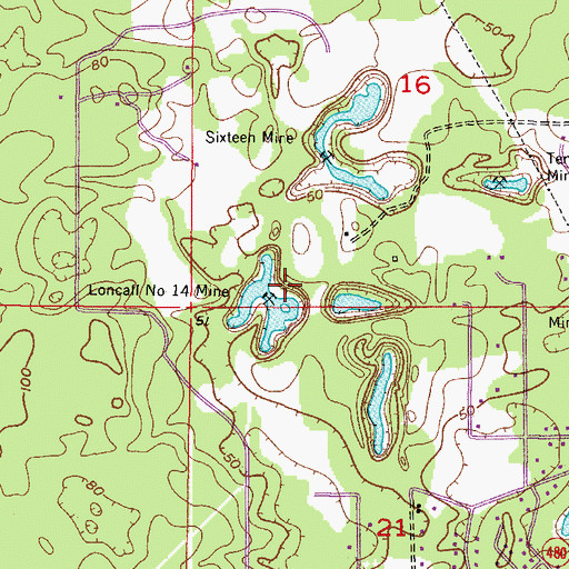 Topographic Map of Loncall Number 14 Mine, FL