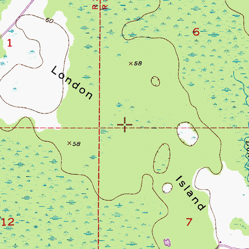 Topographic Map of London Island, FL