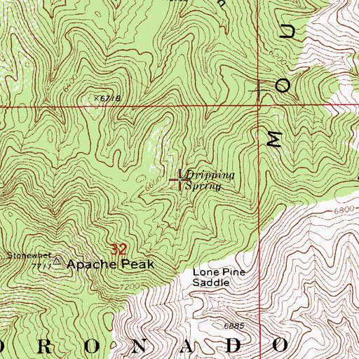Topographic Map of Dripping Spring, AZ