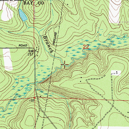 Topographic Map of Long Branch, FL