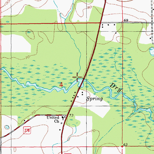Topographic Map of Long Branch, FL