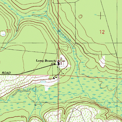 Topographic Map of Long Branch Church, FL