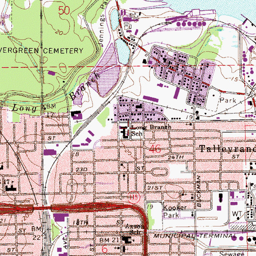 Topographic Map of Long Branch Elementary School, FL