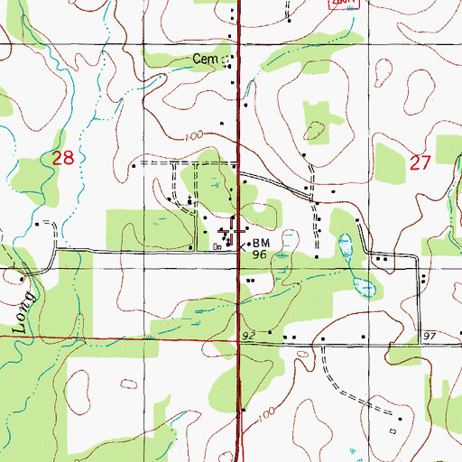 Topographic Map of Long Branch School, FL