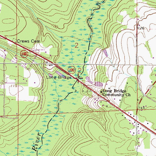 Topographic Map of Long Bridge, FL