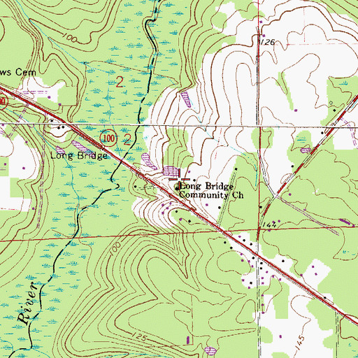 Topographic Map of Long Bridge Community Church (historical), FL