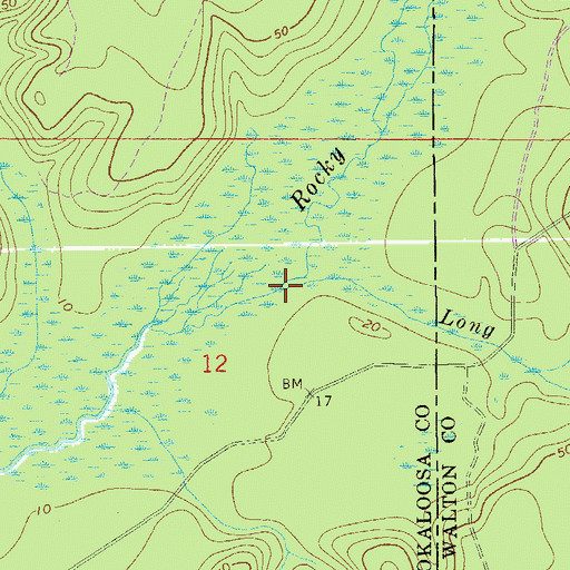 Topographic Map of Long Creek, FL