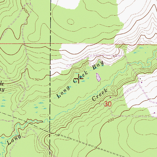 Topographic Map of Long Creek Bay, FL