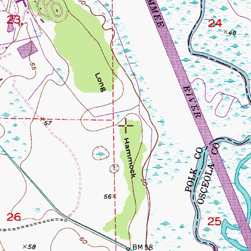 Topographic Map of Long Hammock, FL