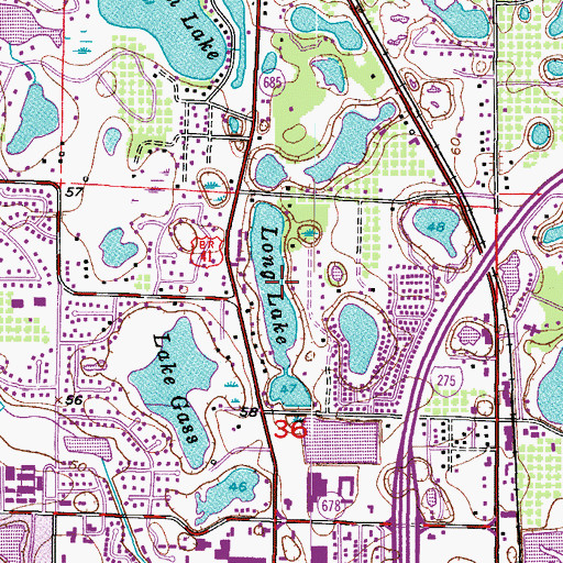Topographic Map of Long Lake, FL