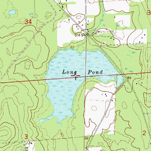 Topographic Map of Long Pond, FL