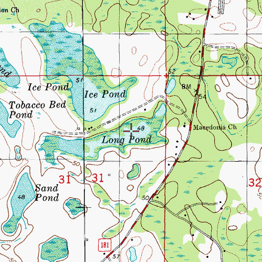 Topographic Map of Long Pond, FL