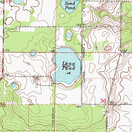 Topographic Map of Long Pond, FL