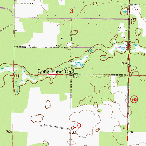 Topographic Map of Long Pond Church, FL