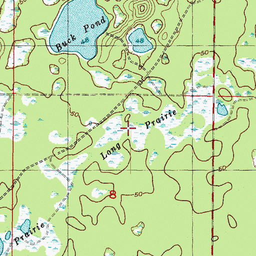 Topographic Map of Long Prairie, FL
