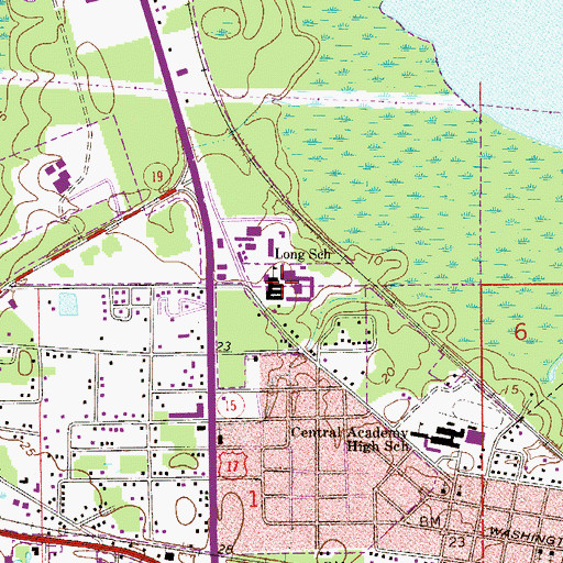 Topographic Map of James A Long Elementary School, FL