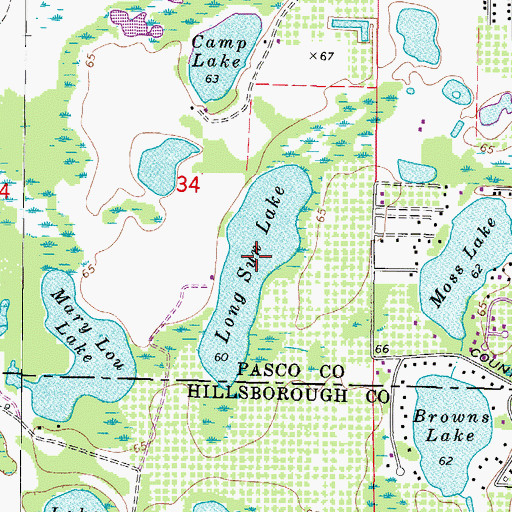 Topographic Map of Long Sun Lake, FL