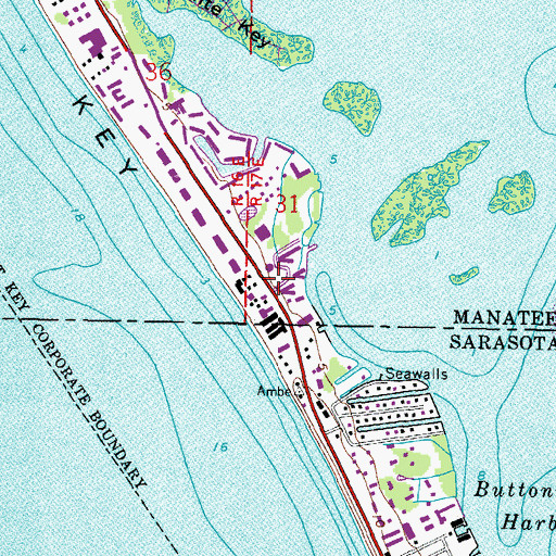 Topographic Map of Longboat Key, FL