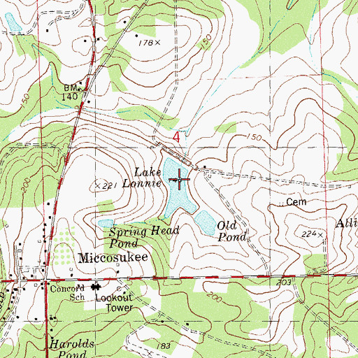 Topographic Map of Lake Lonnie, FL