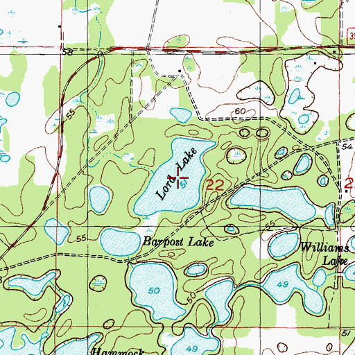 Topographic Map of Lord Lake, FL