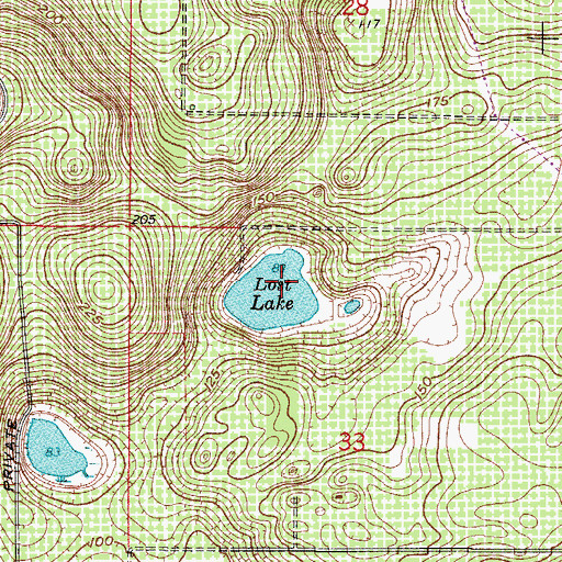 Topographic Map of Lost Lake, FL