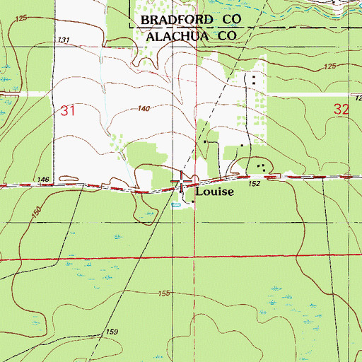 Topographic Map of Louise, FL