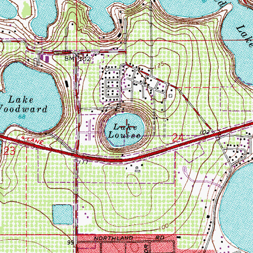 Topographic Map of Lake Louise, FL