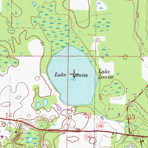 Topographic Map of Lake Louise, FL