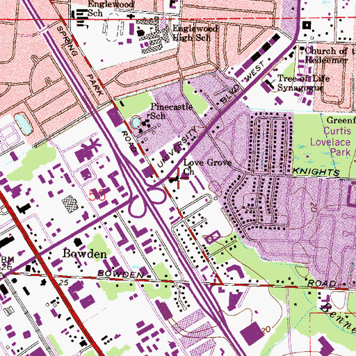 Topographic Map of Love Grove Church, FL
