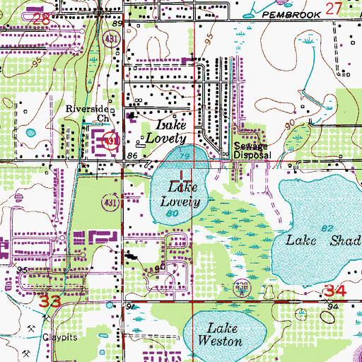 Topographic Map of Lake Lovely, FL