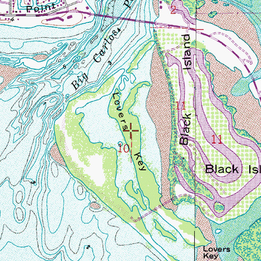 Topographic Map of Lovers Key, FL