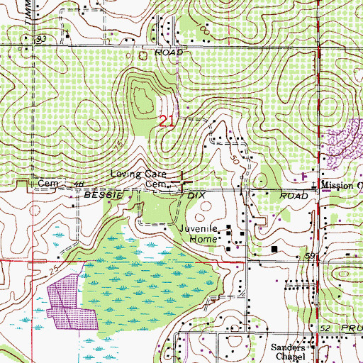 Topographic Map of Loving Care Cemetery, FL