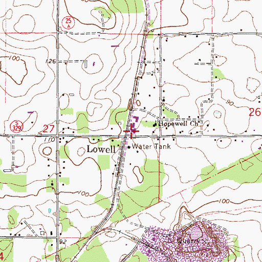 Topographic Map of Lowell, FL