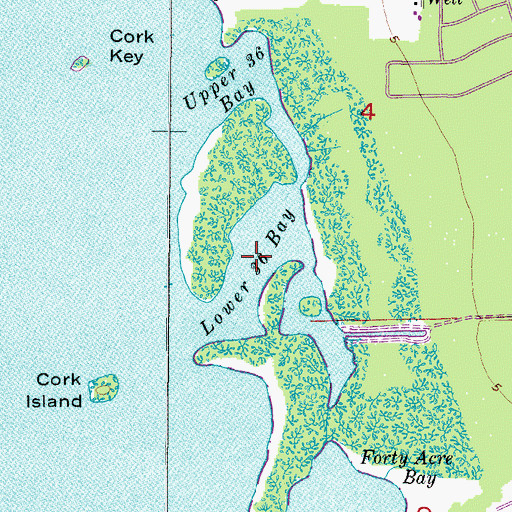 Topographic Map of Lower Thirty-six Bay, FL