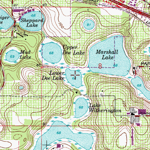 Topographic Map of Lower Doe Lake, FL
